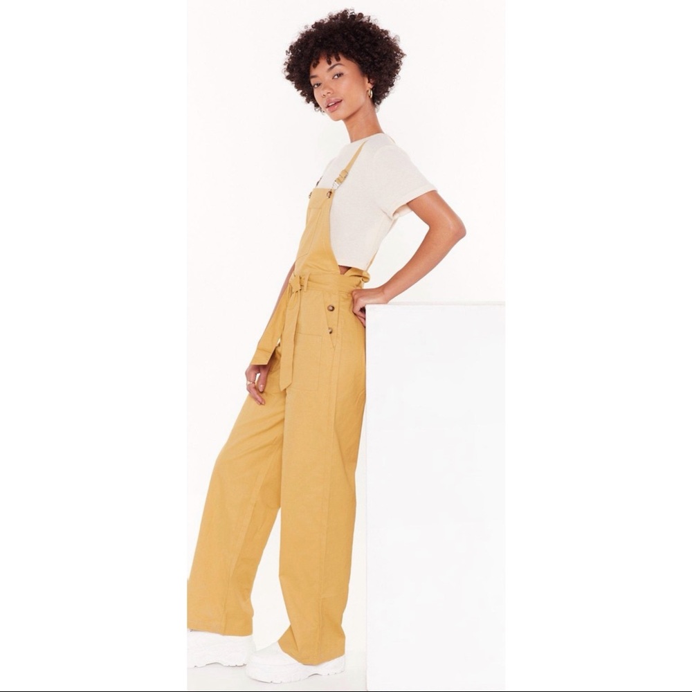 Nasty Gal Utility Dungarees Camel Yellow Overalls